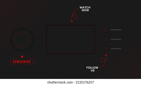 Social Media Video End Screen Template.Video Template, background, Outro Card, 
endscreen, banner, channel. Social media design.