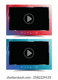 social media video frame border layout with techno background vector illustration