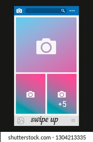 Social media video frame gradient colour, ui, app, web. Vector illustration. EPS 10