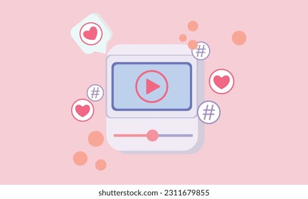 Social media with video live streaming and emotion. Social media online playing video for make money passive income concept.