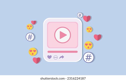 Social media with video live streaming and emotion. Social media online playing video for make money passive income concept.