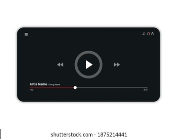 Social media Video player  interface template. Profile, Album, Song, Playlist mockup. music layout screen
