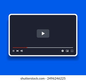 Social media video player screen template, mobile video player. Video player mockup, app, ui ux. Channel interface. Social media concept. Play button icon