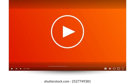 Social media video player screen template, mobile video player. Play button icon. Flat templates Design. Modern Video player mockup, app ui ux. Multimedia player with play button and navigation