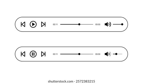 Social media video player screen template, mobile video player. Video player mockup, app, ui ux. Channel interface. Social media concept. Play button icon