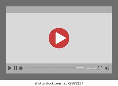 Social media video player screen template, mobile video player. Video player mockup, app, ui ux. Channel interface. Social media concept. Play button icon