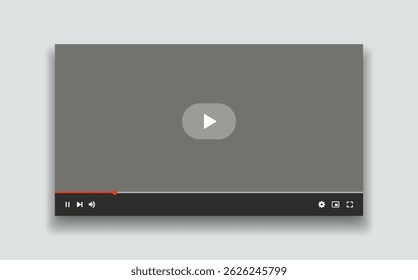 Modelo de tela do player de vídeo de mídia social, player de vídeo móvel. Montagem do reprodutor de vídeo, app, ui ux. Interface de canal. Conceito de mídia social. Ícone do botão Reproduzir