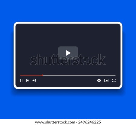 Social media video player screen template, mobile video player. Video player mockup, app, ui ux. Channel interface. Social media concept. Play button icon