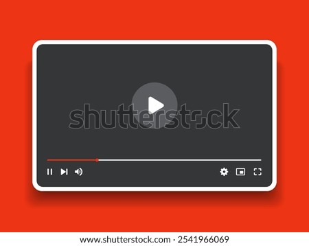 Social media video player screen template, mobile video player. Video player mockup, app, ui ux. Channel interface. Social media concept. Play button icon