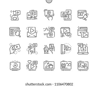 Social media video Well-crafted Pixel Perfect Vector Thin Line Icons 30 2x Grid for Web Graphics and Apps. Simple Minimal Pictogram