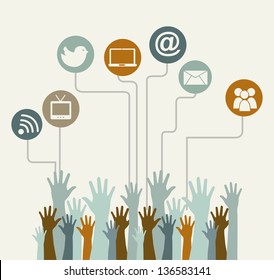 social media vintage over beige background. vector illustration