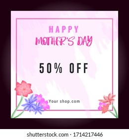 It's a social media or web banner for mother's day. It can be used for mother's day greetings, sale offer, marketing by any company or personnel. Water color flowers are used here. 