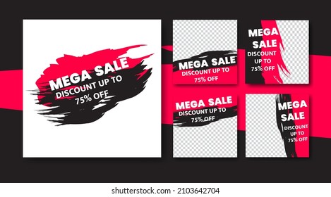 Social media web banner sale promotion template mobile apps. Paintbrush colors. Eps10 Vector
