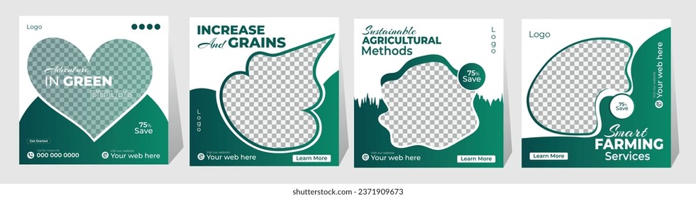 Social Media and Web Banner Templates for Lawn and Gardening Services. Instagram Bundle for Lawn Care and Landscaping