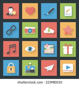 Social media web flat icons set
