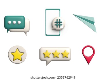 Social Media and web icon in 3d style. Data analytics, blogging, seo, digital marketing, like, management, message, phone, collection. 3d Vector illustration.