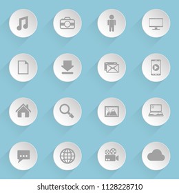social media web icons on light paper circles
