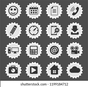 social media web icons stylized postage stamp for user interface design