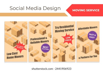 Social media web page set with moving service offer