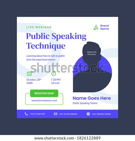 social media webinar poster template vector