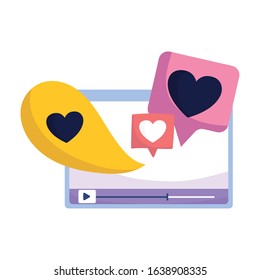 social media website video love speech bubble vector illustration