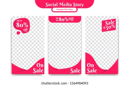 Social media whatsapp instagram story design template pink curve soft style for sale promotion