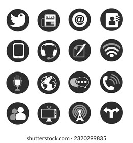 Social Media wheel black icons flat set collection vector.