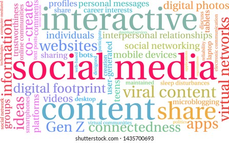 Social Media word cloud on a white background. 