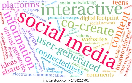 Social Media word cloud on a white background. 