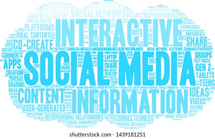 Social Media word cloud on a white background. 