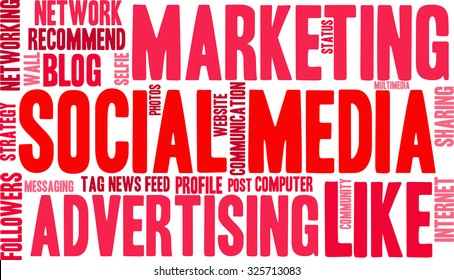 Social Media word cloud on a white background. 