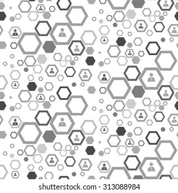 Social media work group concept in seamless pattern background. 
