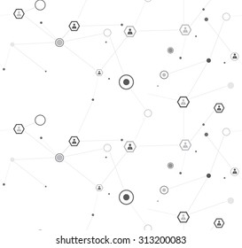 Social media work group concept in seamless pattern background. 