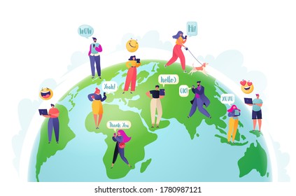 Social media and worldwide Internet, modern technology, gadgets and virtual communication, friends and acquaintances on Internet around the world. Stay connected, communicate without borders. 