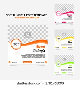 social media for your food business promotion set full colour template style one
