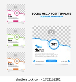 social media for your food business promotion set full colour template style fifeteen