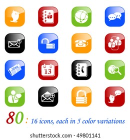 Social media&blog icons - set of 16 different icons, each with 5 different backgrounds.