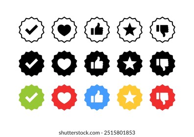 Social messenger reactions set icons. Linear, silhouette and flat style. Vector icons.