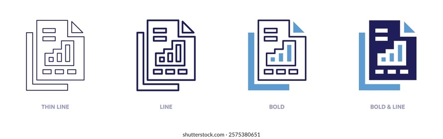Social metrics icon in 4 different styles. Thin Line, Line, Bold, and Bold Line. Duotone style. Editable stroke.