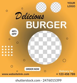 Social midia delicious burger design