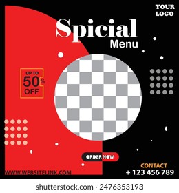 Social midia poster design spicial menu