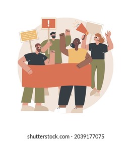 Ilustración vectorial del concepto abstracto del movimiento social. Gran multitud, protestas masivas, cambio social o político, acción grupal, movimiento democrático, derechos políticos, metáfora abstracta de propaganda.