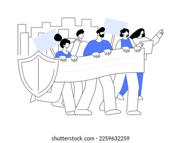 Social movement abstract concept vector illustration. Big crowd, mass protest, social or political change, group action, democratic movement, political rights, propaganda abstract metaphor.