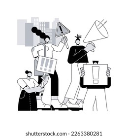 Social movement abstract concept vector illustration. Big crowd, mass protest, social or political change, group action, democratic movement, political rights, propaganda abstract metaphor.