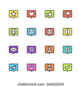 Social net notifications vector icon set