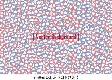 Social nets blue thumb up like and red heart floating web buttons isolated on transparent background. Like and heart icons for live stream video chat likes falling background vector design template. 