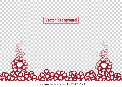 Social nets red heart floating web buttons isolated on transparent background. Heart icons for live stream video chat likes falling background vector template