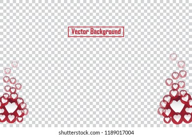 Social nets red heart floating web buttons isolated on transparent background. Heart icons for live stream video chat likes falling background vector template