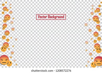 Social nets sad emoji floating web buttons isolated on transparent background. Sad emoji icons for live stream video chat likes falling background vector template