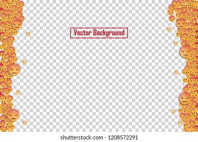 Social nets sad emoji floating web buttons isolated on transparent background. Sad emoji icons for live stream video chat likes falling background vector template